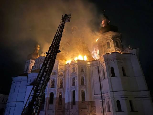 Russian Strikes Kill Nine, Set Historic Kyiv Cathedral Ablaze in One of War’s Largest Air Assaults